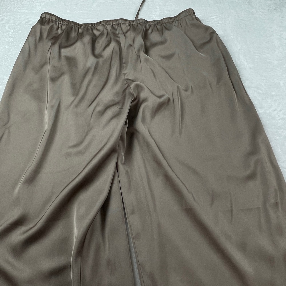 Abercrombie & Fitch Women XL Taupe Satin Wide Leg Elastic Waist Pants Trousers - Picture 6 of 13